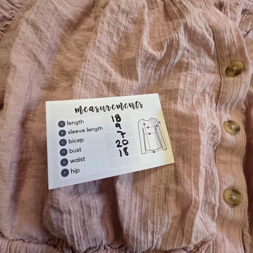 Free People Blush Pink Button-Front Peasant Blouse - Picture 6 of 10